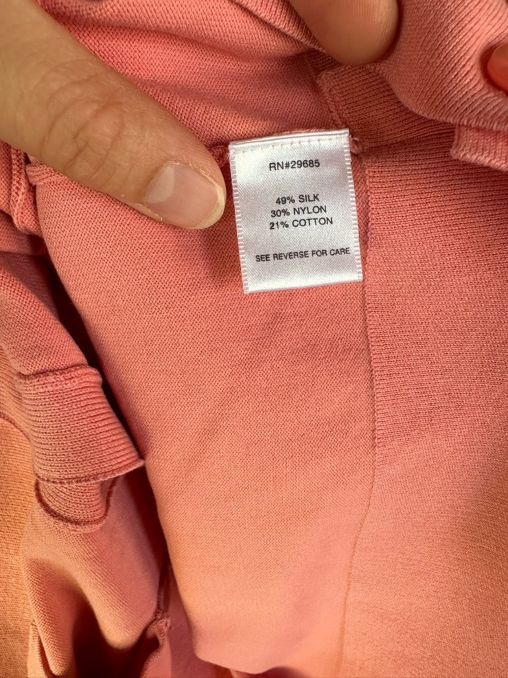 Pendleton Silk Blend Coral Pink Short-Sleeve Button Cardigan - Picture 3 of 3